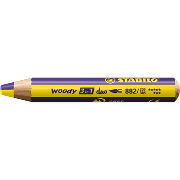4006381603737 - 5 x Aquarellfarbstift woody 3 in 1 duo gelb violett