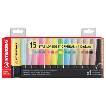 4006381609159 - 5 x Textmarker BOSS ORIGINAL Tischset 15 Stück 15 Farben 4006381609159 - 5 x Textmarker BOSS ORIGINAL Tischset 15 Stück 15 Farben