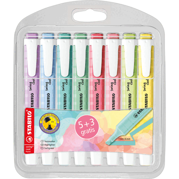 4006381614092 - Textmarker swing cool Pastel D275 8-08 8-farbig sortiert 1+4mm Keilspitze 4006381614092 8 Stück 4006381614092 - Textmarker swing cool Pastel D275 8-08 8-farbig sortiert 1+4mm Keilspitze 4006381614092 8 Stück