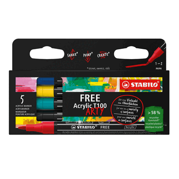 4006381615136 - 5 x Acrymarker FREE Acrylic T100 Kartonetui 5 Stück 5 Farben R 4006381615136 - 5 x Acrymarker FREE Acrylic T100 Kartonetui 5 Stück 5 Farben R