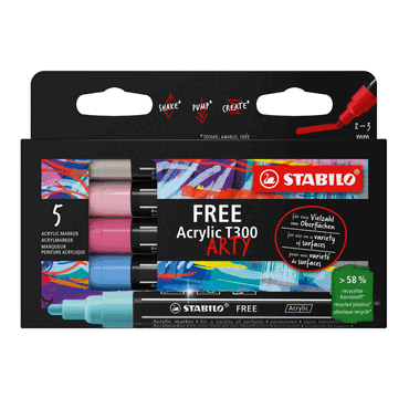 4006381615143 - 5 x Acrymarker FREE Acrylic T300 Kartonetui 5 Stück 5 Farben C