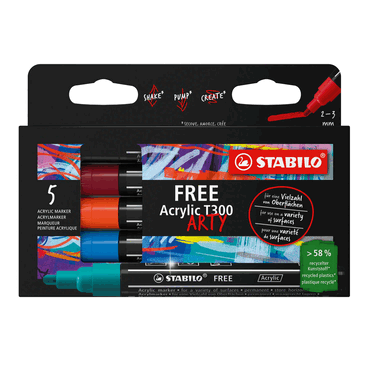 4006381615150 - 5 x Acrymarker FREE Acrylic T300 Kartonetui 5 Stück 5 Farben U 4006381615150 - 5 x Acrymarker FREE Acrylic T300 Kartonetui 5 Stück 5 Farben U