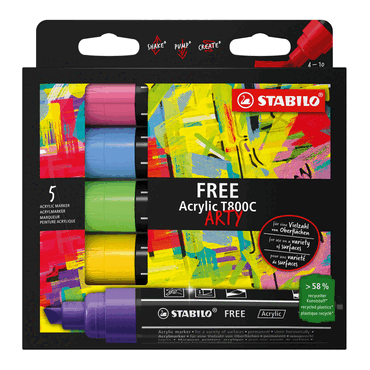 4006381615167 - 5 x Acrymarker FREE Acrylic T800C Kartonetui 5 Stück 5 Farben 4006381615167 - 5 x Acrymarker FREE Acrylic T800C Kartonetui 5 Stück 5 Farben