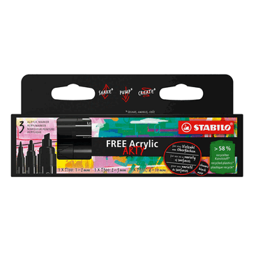 4006381615174 - 5 x Acrymarker FREE Acrylic Kartonetui 3 Stück 3 Spitzen schwa 4006381615174 - 5 x Acrymarker FREE Acrylic Kartonetui 3 Stück 3 Spitzen schwa