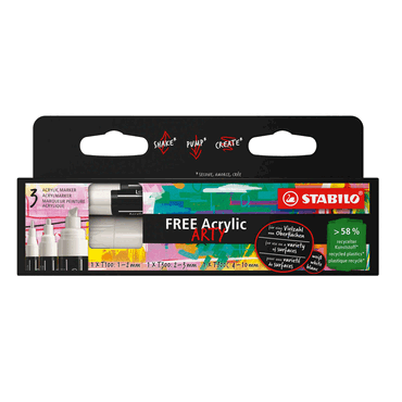 4006381615181 - 5 x Acrymarker FREE Acrylic Kartonetui 3 Stück 3 Spitzen weiß 4006381615181 - 5 x Acrymarker FREE Acrylic Kartonetui 3 Stück 3 Spitzen weiß