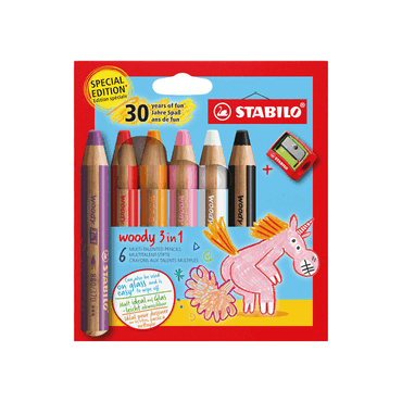 4006381618694 - 5 x Aquarellbuntstift woody 3 in 1 Kartonetui 6 Stück 6 Farben