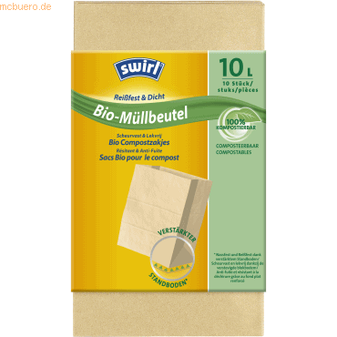 4006508146840 - Swirl® Bioabfall-Beutel 10 l Neu mit Standboden vollständig kompostierbar 1 Packung = 10 Stück 4006508146840 - Swirl® Bioabfall-Beutel 10 l Neu mit Standboden vollständig kompostierbar 1 Packung = 10 Stück