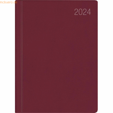 4006928023936 - 10 x Taschenkalender 1 Woche 2 Seiten Kunststoff bordeaux 2024