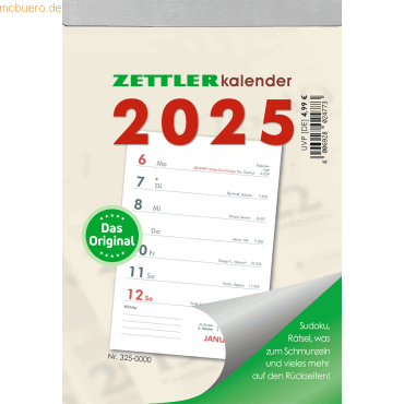Zettler Wochenabreißkalender 325 10,5x14,6cm 2025