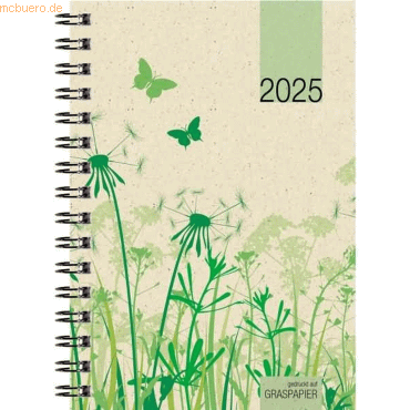 4006928024865 - Taschenkalender 639 Graspapier 10x14cm 1 Woche 2 Seiten 2025