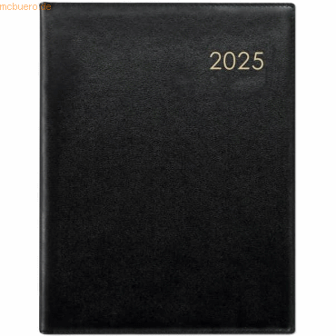 4006928025022 - Wochenbuch 728 21x265cm 1 Woche 2 Seiten Leder schwarz 2025