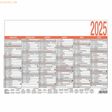 25 x Zettler Namenstagekalender A4 29,7x21cm 6 Monate/1 Seite Kalendar