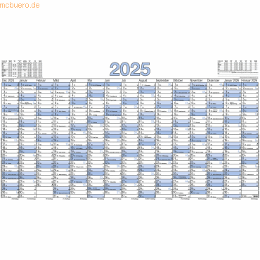 Zettler Plakatkalender 917 140x77cm 15 Monate gerollt VE=5 Stück 2025
