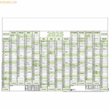 Zettler Plakatkalender 919 88x63cm 14 Monate VE=5 Stück gerollt 2025