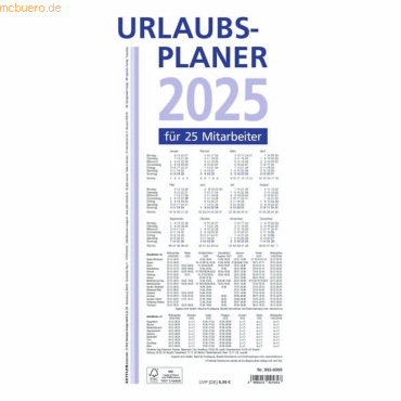 4006928025848 - Urlaubsplaner 992 100x297cm 16 Monate 2025