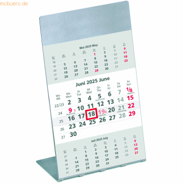 Zettler Dreimonatskalender 980 10,5x21cm mit Edelstahlaufsteller 2025