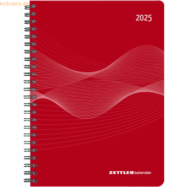 Zettler Wochenbuch 766 15x21cm 1 Woche/2 Seiten rot 2025