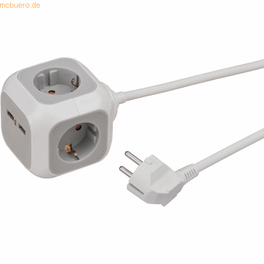 4007123648252 - Steckdosenwürfel Brennenstuhl ALEA-Power 4-fach 2 x USB IP20 Kindersicherung 2100 mA LED-Anzeige Polycarbonat