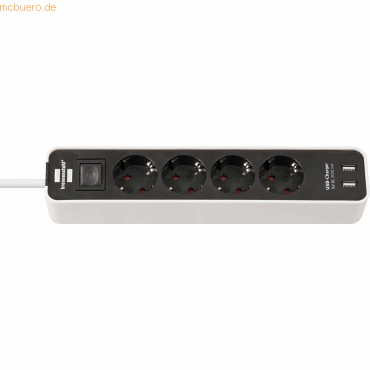 4007123654789 - Steckdosenleiste Brennenstuhl Ecolor 4-fach 2 x USB IP20 Kindersicherung 2100 mA Kunststoff weiß schwarz 4007123654789 - Steckdosenleiste Brennenstuhl Ecolor 4-fach 2 x USB IP20 Kindersicherung 2100 mA Kunststoff weiß schwarz