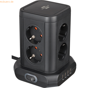 4007123677740 - Brennenstuhl - Steckdosenturm 8-fach mit usb Steckdosenblock 8-fach mit 4x usb Steckdosen in 45°-Anordnung 2m Kabel schwarz - schwarz 4007123677740 - Brennenstuhl - Steckdosenturm 8-fach mit usb Steckdosenblock 8-fach mit 4x usb Steckdosen in 45°-Anordnung 2m Kabel schwarz - schwarz