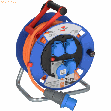 4007123687428 - Brennenstuhl Garant Camping-Kabeltrommel 25 meter 1 x CEE-Steckdose 2 x Schutzkontakt-Steckdosen IP44 spritzwassergeschützt cablepilot Tragegriff Outdoor L 230 x B 290 x H 365 mm orange blau 4007123687428 - Brennenstuhl Garant Camping-Kabeltrommel 25 meter 1 x CEE-Steckdose 2 x Schutzkontakt-Steckdosen IP44 spritzwassergeschützt cablepilot Tragegriff Outdoor L 230 x B 290 x H 365 mm orange blau