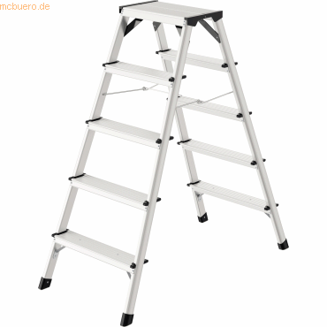 4007126865519 - Alu-Sicherheits-Doppelstufenleiter D60 StandardLine 2 x 5 Stufen Rutschschutz Soft-Grip-Sohle bis 150 kg EN 131 aluminium 4007126865519 - Alu-Sicherheits-Doppelstufenleiter D60 StandardLine 2 x 5 Stufen Rutschschutz Soft-Grip-Sohle bis 150 kg EN 131 aluminium