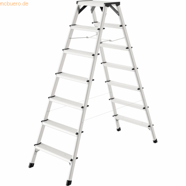 4007126865717 - Alu-Sicherheits-Doppelstufenleiter D60 StandardLine 2 x 7 Stufen Rutschschutz Soft-Grip-Sohle bis 150 kg EN 131 aluminium 4007126865717 - Alu-Sicherheits-Doppelstufenleiter D60 StandardLine 2 x 7 Stufen Rutschschutz Soft-Grip-Sohle bis 150 kg EN 131 aluminium