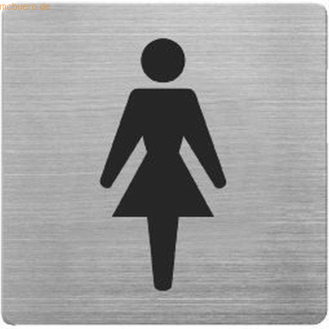 4007735045012 - 5 x Piktogramm matt gebürsteter Edelstahl WC Damen 90x90mm silber