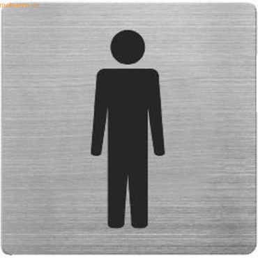 4007735045029 - 5 x Piktogramm matt gebürsteter Edelstahl WC Herren90x90mm silber 4007735045029 - 5 x Piktogramm matt gebürsteter Edelstahl WC Herren90x90mm silber