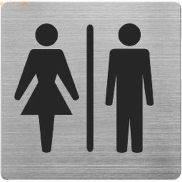 4007735045036 - 5 x Piktogramm gebürsteter Edelstahl WC Damen und Herren 90x90mm