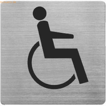 4007735045043 - 5 x Piktogramm matt gebürsteter Edelstahl WC Behinderte 90x90mm s