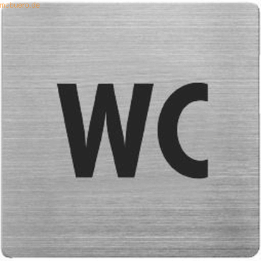 4007735045050 - 5 x Piktogramm matt gebürsteter Edelstahl WC 90x90mm silber 4007735045050 - 5 x Piktogramm matt gebürsteter Edelstahl WC 90x90mm silber