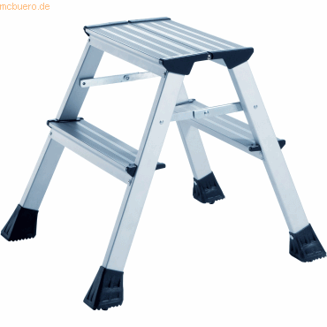 4007735089818 - Trittleiter aus Aluminium 2-stufig 150kg Höhe 43cm silber