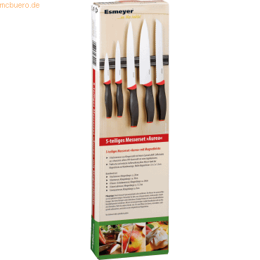 4007796039012 - Messerset ® aurea je 1 x Chefmesser Brotmesser Fleischmesser Universalmesser Gemüsemesser magnetische Hängeleiste 33 x 3 x 15 cm (b x h x t)