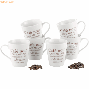 4007796039081 - Kaffeebecher-Set FAKT 6 Tassen jeweils 025 l Porzellan weiß mit braunem Dekordruck 4007796039081 - Kaffeebecher-Set FAKT 6 Tassen jeweils 025 l Porzellan weiß mit braunem Dekordruck