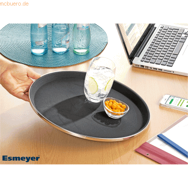 4007796048182 - Antirutsch-Tablett Esmeyer® TENNESSEE rund ø 355 mm stapelbar Fiberglas & Gummioberfläche schwarz 4007796048182 - Antirutsch-Tablett Esmeyer® TENNESSEE rund ø 355 mm stapelbar Fiberglas & Gummioberfläche schwarz