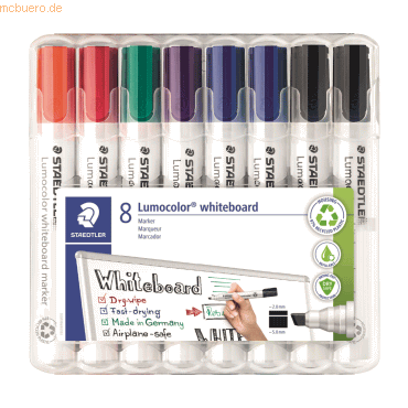 4007817061046 - Boardmarker Lumocolor 351 B 351B-WP8-X Etui 8-farbig sortiert 2-5mm Keilspitze 4007817061046 Staedtler