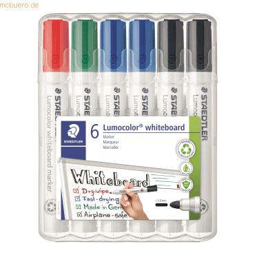 4007817061114 - Boardmarker Lumocolor 351 351-WP6-X Etui 6-farbig sortiert 2mm Rundspitze 4007817061114 Staedtler 4007817061114 - Boardmarker Lumocolor 351 351-WP6-X Etui 6-farbig sortiert 2mm Rundspitze 4007817061114 Staedtler