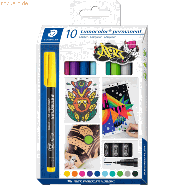 4007817086100 - STAEDTLER Lumocolor OHP-Marker Rundspitze Fein Farbig sortiert Nicht nachfüllbar 10 Stück