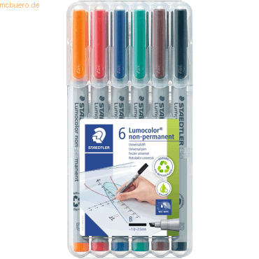 4007817323380 - Folienstift B farbig sortiert 10-25 mm permanent 6er-Etui 4007817323380 Staedtler (Lumocolor) 6 Stück