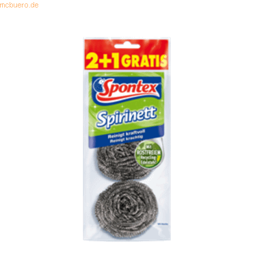 4008600090984 - Spontex Spirinett 2+1 Edelstahl-Spiralen Entfernt Verkrustungen 1 Packung = 3 Stück 4008600090984 - Spontex Spirinett 2+1 Edelstahl-Spiralen Entfernt Verkrustungen 1 Packung = 3 Stück