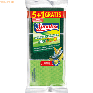 4008600191544 - Reinigungsschwamm Duo Anti-Fett 19311067 6St 4008600191544 SPONTEX 6 Stück 4008600191544 - Reinigungsschwamm Duo Anti-Fett 19311067 6St 4008600191544 SPONTEX 6 Stück