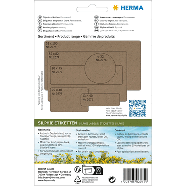 4008705020749 - HERMA Etikett 52x82mm Vielzweck Silphie-Papier 96 Etiketten