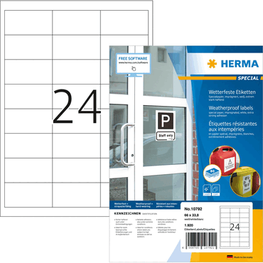 4008705107921 - HERMA Etikett 66x338mm wetterfest A4 80 Blatt LaserCopy weiß 4008705107921 - HERMA Etikett 66x338mm wetterfest A4 80 Blatt LaserCopy weiß