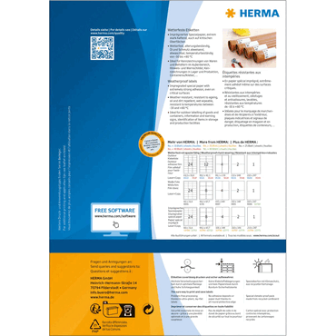 4008705107938 - HERMA Etikett 991x677mm wetterfest A4 80 Blatt LaserCopy weiß