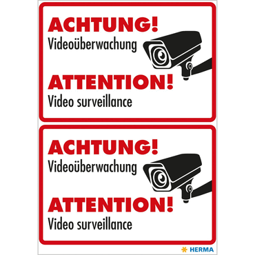 4008705154741 - 10 x HERMA Hinweisetikett Vario wetterfest Videoüberwachung 2St 1Pack 4008705154741 - 10 x HERMA Hinweisetikett Vario wetterfest Videoüberwachung 2St 1Pack
