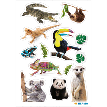 4008705154789 - 10 x HERMA Schmucketikett DECOR Exotische Tiere