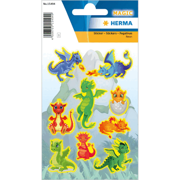 4008705154949 - 10 x HERMA Schmucketikett MAGIC Drachen Neon 1 Bl 1 Pack 4008705154949 - 10 x HERMA Schmucketikett MAGIC Drachen Neon 1 Bl 1 Pack