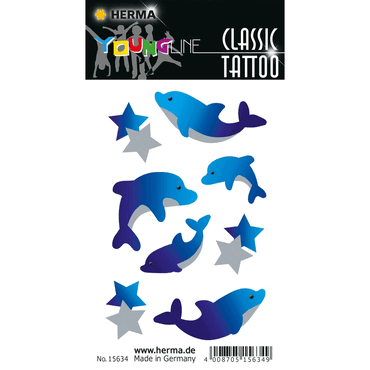 4008705156349 - 10 x HERMA Schmucketikett CLASSIC Tattoo Colour Delfine 1Bl
