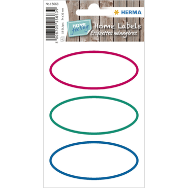 4008705156639 - 10 x HERMA Sticker HOME Etiketten dreifarbig oval18Et